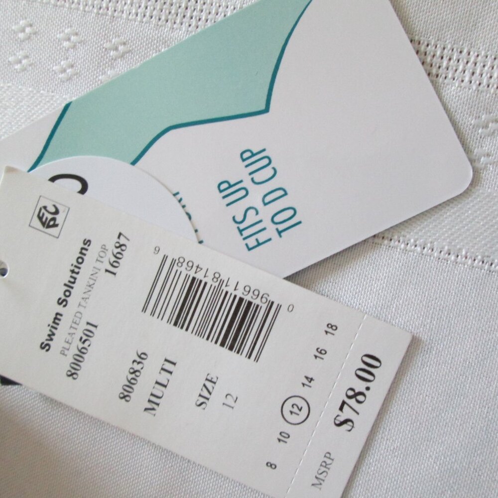 Swim Solutions Women's Blushing Pleated Tankini Top NWT Sz 12 - Picture 7 of 10